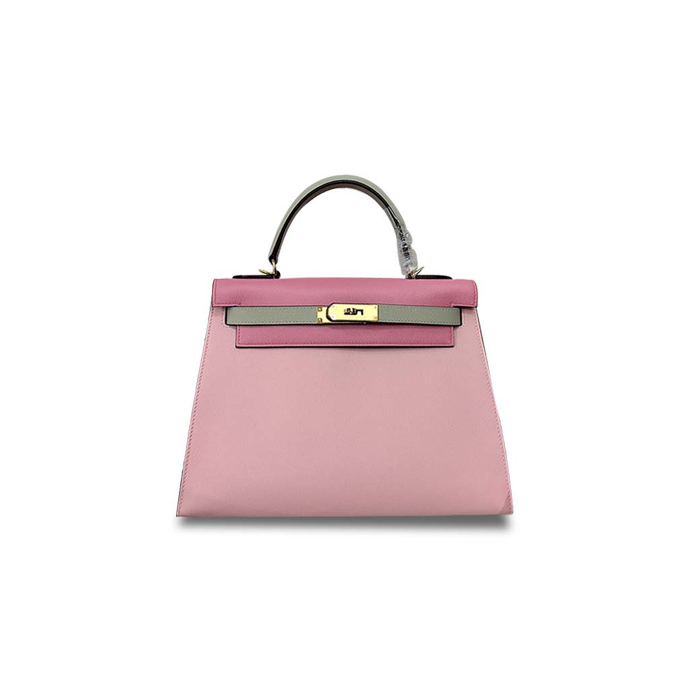 HERMÈS KELLY 28 CHEVRE SAKURA PINK 3Q PINK PEARL GRAY GOLD BUCKLE (28*22*10cm)